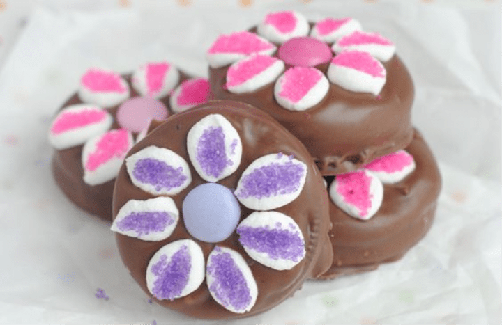 Chocolate Covered OREOs with Marshmallow Flowers Recipe