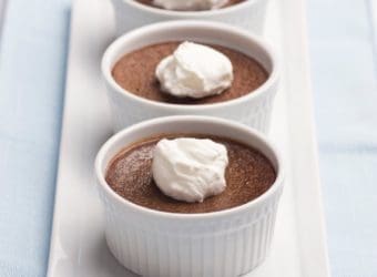 Chocolate Pot de Creme or Baked Custard with Whipped Cream