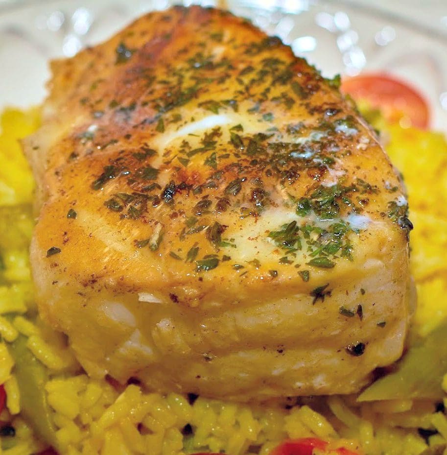 Herb Crusted Halibut with Saffron Rice 2
