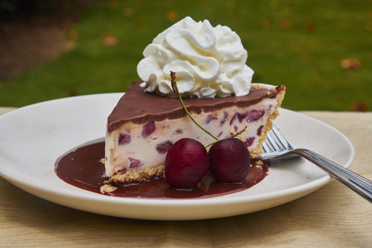 No Bake Frozen Cherry Custard Pie Recipe
