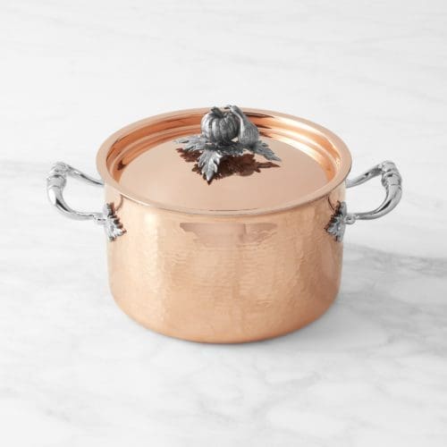Williams Sonoma Ruffoni Opus Cupra Hammered Copper Soup Pot with Pumpkin Knob