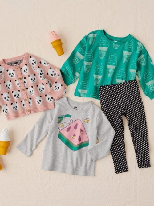 Tea Collection Long Sleeve Comfy Baby Set Soft Serves Cones