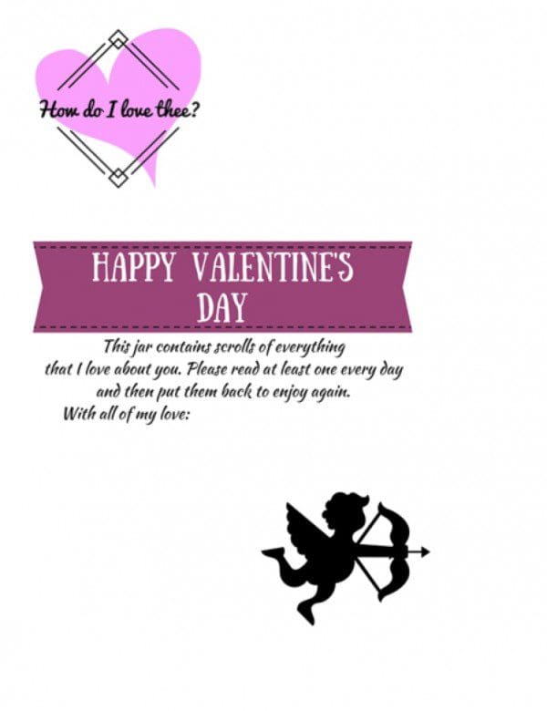 Valentine's Day Jar of Love Printable