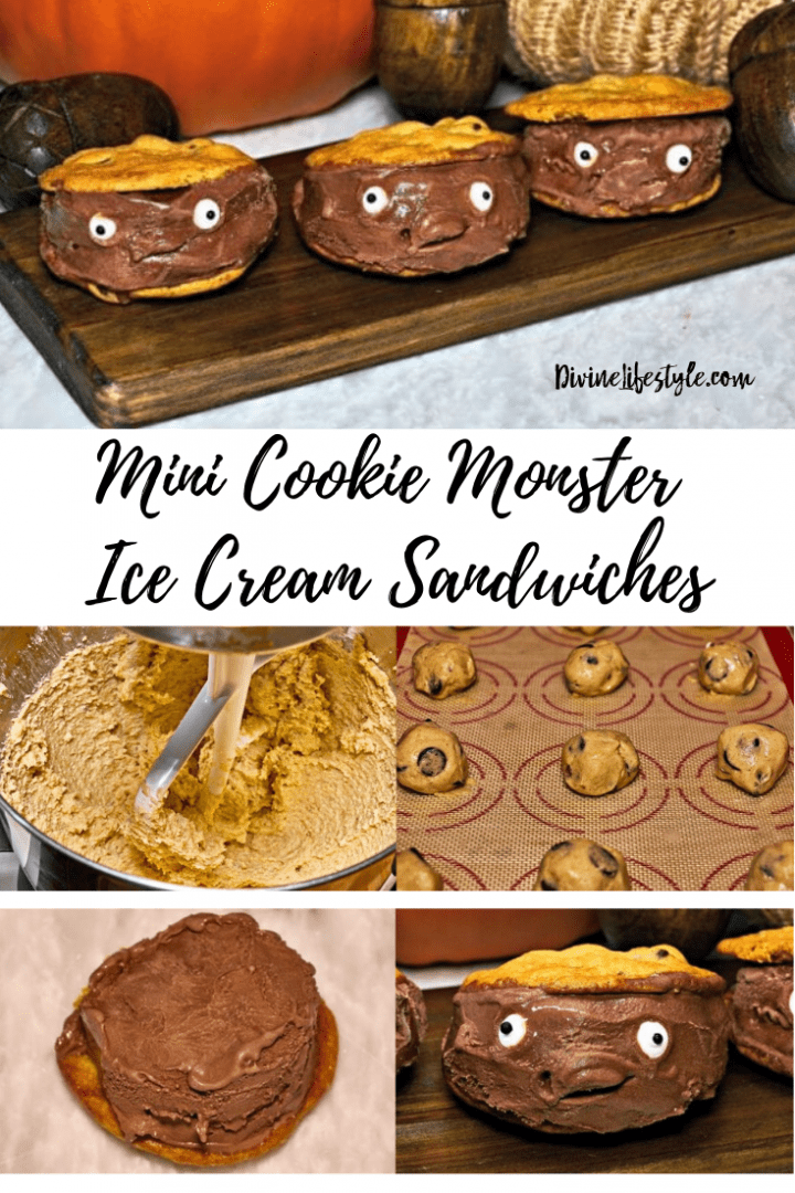 Monster Chocolate Chip Cookie Mini Ice Cream Sandwich