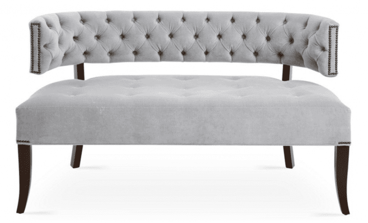 Velvet Furniture and Decor for the Home Settee in Light Gray Velvet