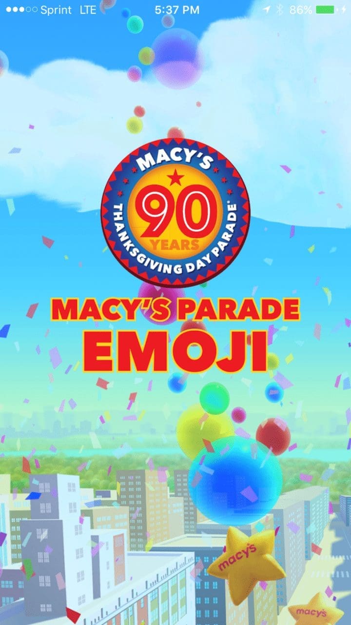 Macy’s Thanksgiving Day Parade Time Traveler and Emojis Apps
