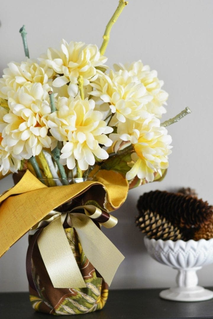 DIY Floral and Fabric Thanksgiving Centerpiece