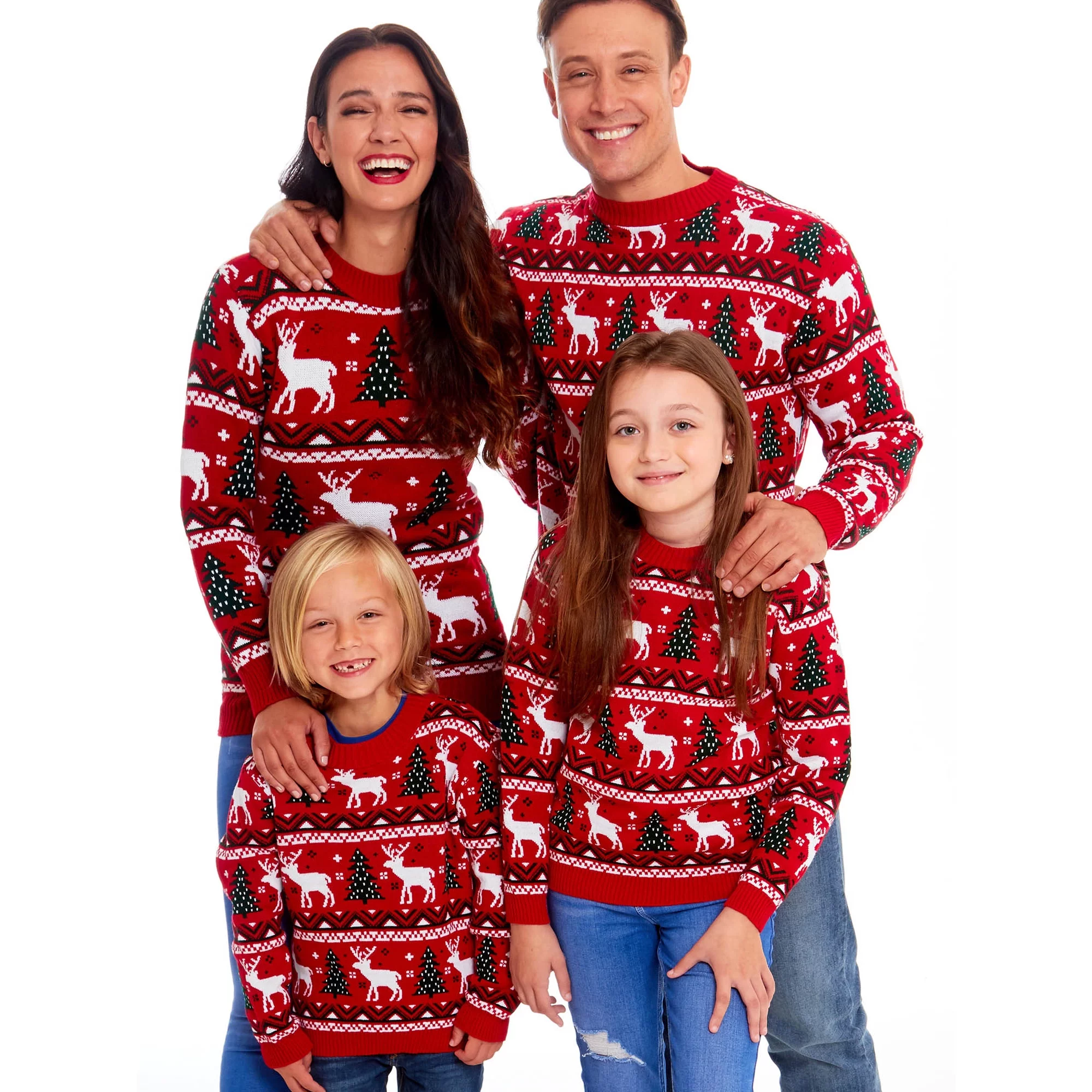 Gwiyeopda Family Matching Christmas Sweater Reindeer Pattern Long Sleeve O Neck Xmas Holiday Pullover Knitwear Walmart