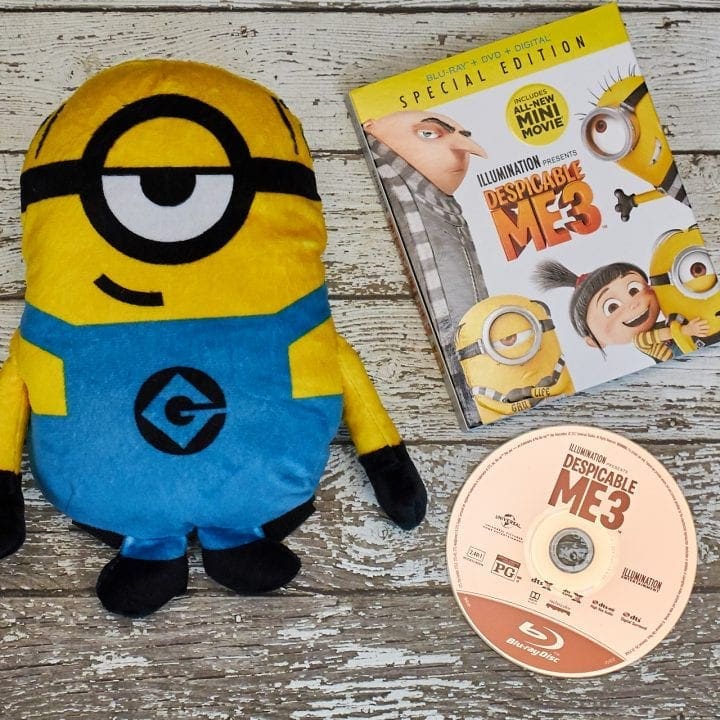 Minion stocking stuffers like Despicable Me 3 and this Minion plushie are great gifts. 