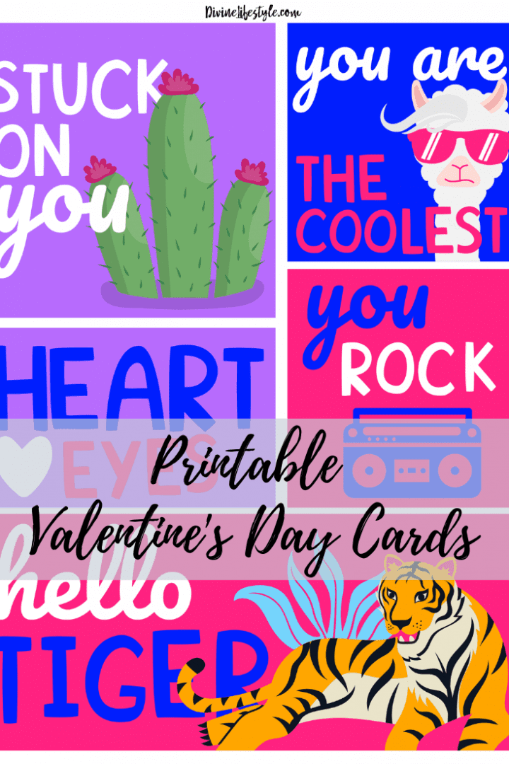 Free Printable Valentine's Day Cards Llama Cactus Tiger Boombox