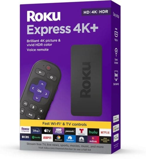 Roku Express K+ | Roku Streaming Device K:HDR Roku Voice Remote Free & Live TV